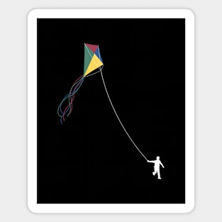 Kid Flying Kite - Children's Outdoor Play (white variant) Magnet